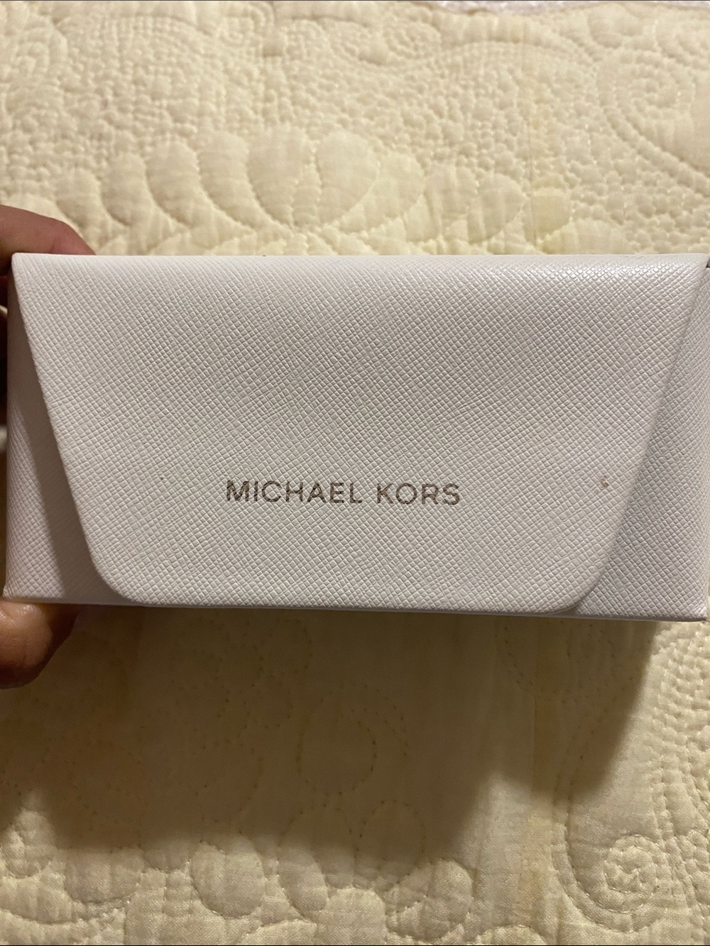 Michael Kors White Textured Sunglasses Case